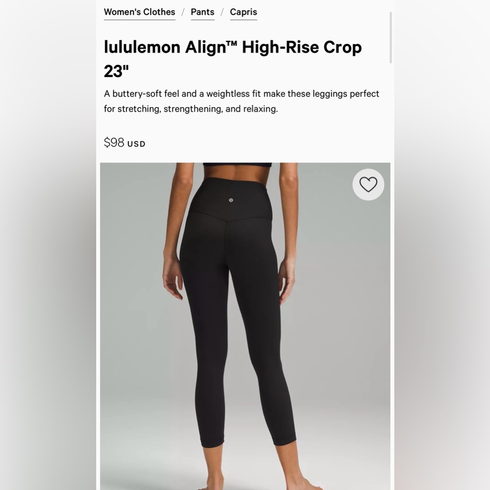 Lululemon Align high rise crop
